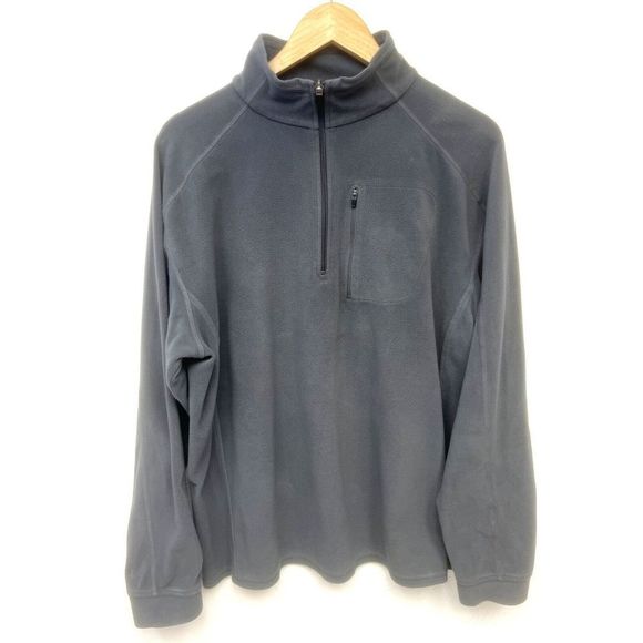 LL Bean Fleece Pullover Sweatshirt Mens Large Reg 1/4 Zip Gray OBVM2 Long Sleeve - Picture 3 of 6